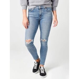 Agolde‎ Womens Size 24 Sophie Mid Rise Skinny Jeans Ripped Knee Denim Distressed